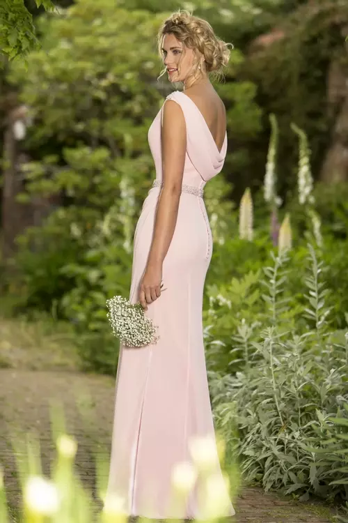 Short mesh bridesmaid sale dress with cowl back